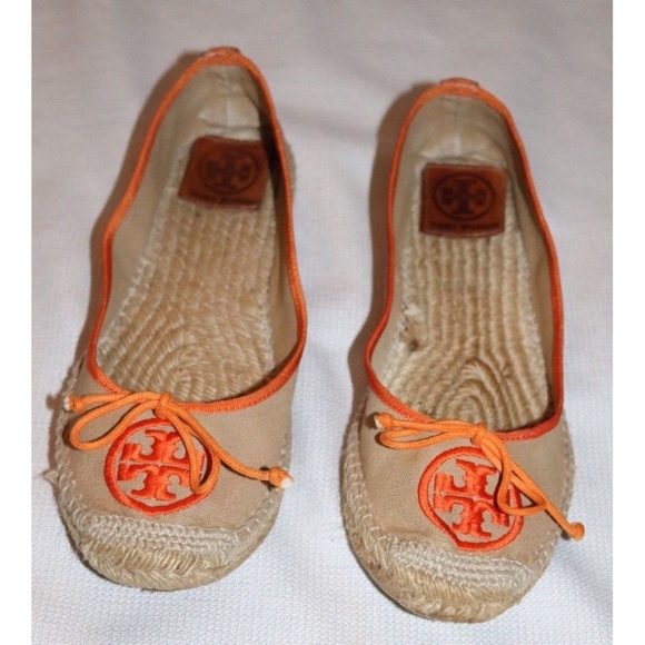Tory Burch Shoes - Tory Burch Women's Size 9 Canvas Beige & Orange Es